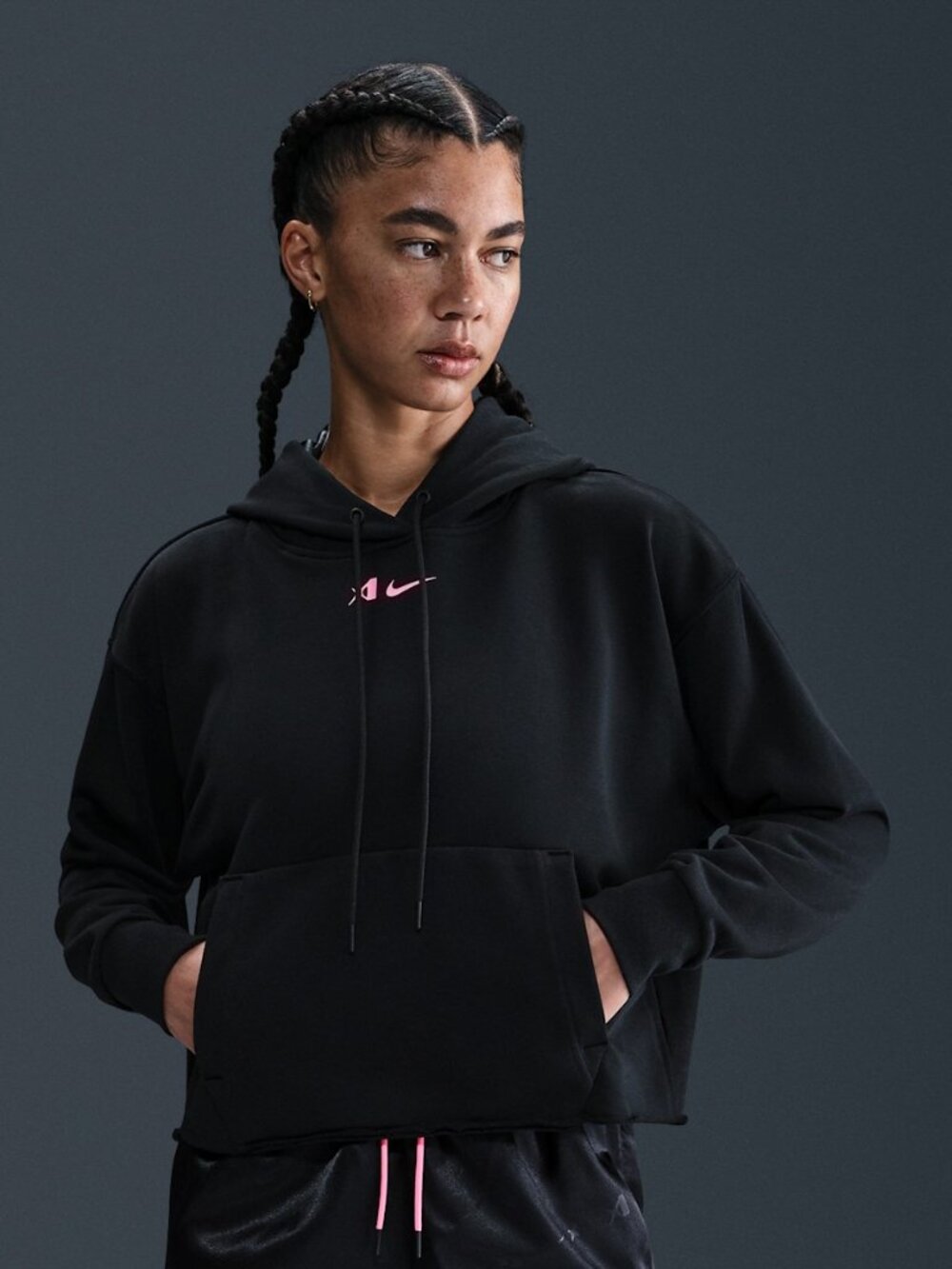 Sudadera De Básquetbol Con Gorro Oversized Cropped Para Mujer a'ja Wilson - Negr - Picture 4 of 4